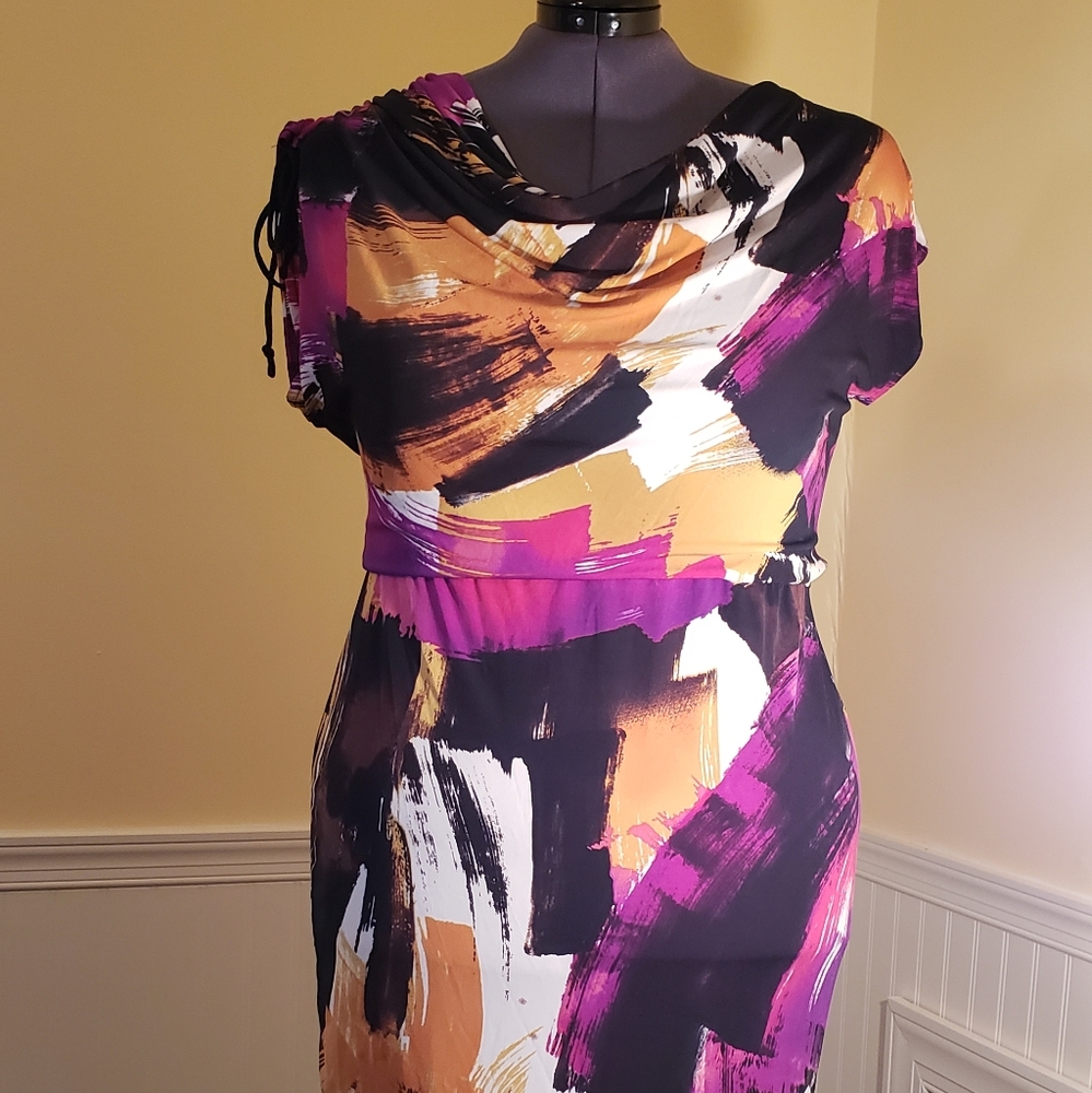 Asymmetrical shoulder tie dress 18W